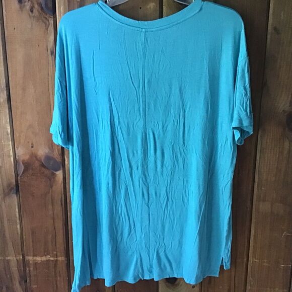 Ambrielle T Shirt Sz L Teal Green Lightweight Good Vibes Graphic Inspiration - Picture 5 of 6
